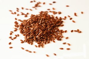 Flax Seeds on a white background